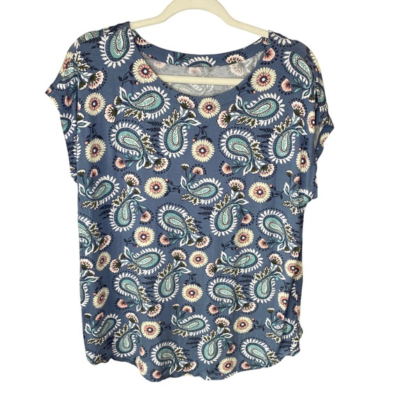 Loft Outlet Tops - Loft Outlet Blue Paisley Floral Scoop Neck Cap Sleeve Blouse Medium